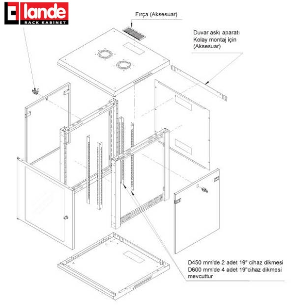 12U 600x600 Duvar Tipi Kabinet - Demonte